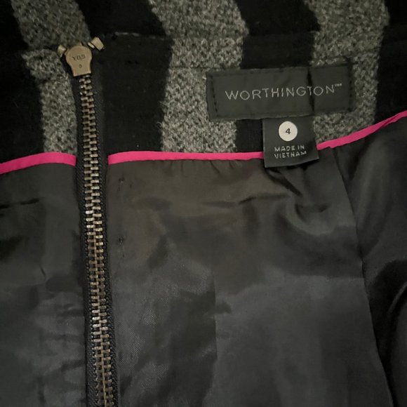 Skater Skirt Gray Black striped wool blend lined Size 4 - Picture 6 of 7